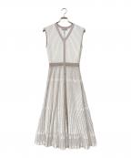 JUSGLITTYジャスグリッティー）の古着「配色プリーツニットワンピース」｜ベージュ