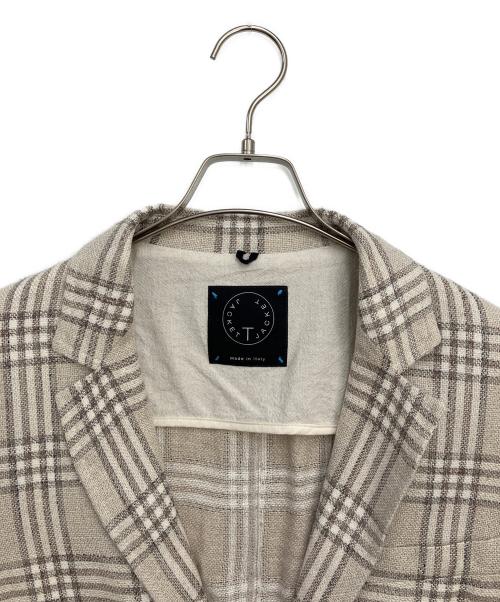 T-JACKET By TONELLO（ティージャケット バイ トネッロ）T-JACKET By TONELLO (ティージャケット バイ トネッロ) ウィンドペンシルク麻 2ボタンイージージャケット ベージュ サイズ:Mの古着・服飾アイテム