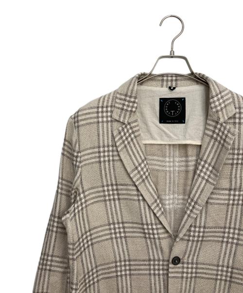 T-JACKET By TONELLO（ティージャケット バイ トネッロ）T-JACKET By TONELLO (ティージャケット バイ トネッロ) ウィンドペンシルク麻 2ボタンイージージャケット ベージュ サイズ:Mの古着・服飾アイテム