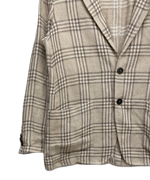 T-JACKET By TONELLO（ティージャケット バイ トネッロ）T-JACKET By TONELLO (ティージャケット バイ トネッロ) ウィンドペンシルク麻 2ボタンイージージャケット ベージュ サイズ:Mの古着・服飾アイテム