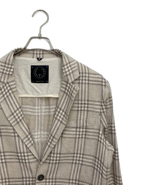 T-JACKET By TONELLO（ティージャケット バイ トネッロ）T-JACKET By TONELLO (ティージャケット バイ トネッロ) ウィンドペンシルク麻 2ボタンイージージャケット ベージュ サイズ:Mの古着・服飾アイテム