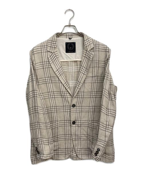 T-JACKET By TONELLO（ティージャケット バイ トネッロ）T-JACKET By TONELLO (ティージャケット バイ トネッロ) ウィンドペンシルク麻 2ボタンイージージャケット ベージュ サイズ:Mの古着・服飾アイテム