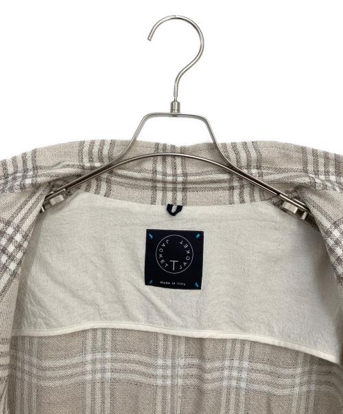 T-JACKET By TONELLO（ティージャケット バイ トネッロ）T-JACKET By TONELLO (ティージャケット バイ トネッロ) ウィンドペンシルク麻 2ボタンイージージャケット ベージュ サイズ:Mの古着・服飾アイテム