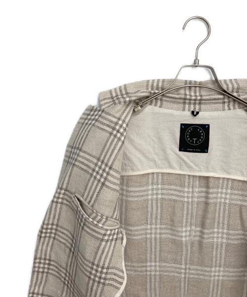 T-JACKET By TONELLO（ティージャケット バイ トネッロ）T-JACKET By TONELLO (ティージャケット バイ トネッロ) ウィンドペンシルク麻 2ボタンイージージャケット ベージュ サイズ:Mの古着・服飾アイテム