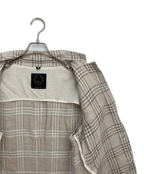 T-JACKET By TONELLO（ティージャケット バイ トネッロ）T-JACKET By TONELLO (ティージャケット バイ トネッロ) ウィンドペンシルク麻 2ボタンイージージャケット ベージュ サイズ:Mの古着・服飾アイテム