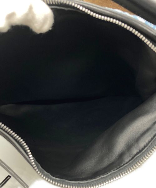 Acne studios（アクネ ストゥディオス）Acne studios (アクネ ストゥディオス) モノグラムパッチワークハンドバッグ インディゴ×ベージュの古着・服飾アイテム