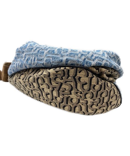 Acne studios（アクネ ストゥディオス）Acne studios (アクネ ストゥディオス) モノグラムパッチワークハンドバッグ インディゴ×ベージュの古着・服飾アイテム