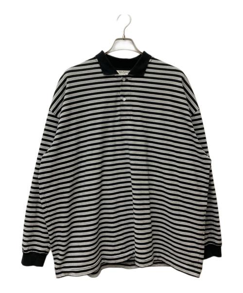 COOTIE（クーティー）COOTIE (クーティー) Supima Border Oversized L/S Polo ブラック サイズ:LARGEの古着・服飾アイテム