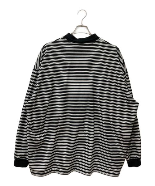 COOTIE（クーティー）COOTIE (クーティー) Supima Border Oversized L/S Polo ブラック サイズ:LARGEの古着・服飾アイテム