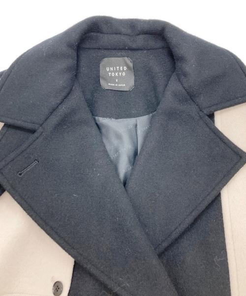 UNITED TOKYO（ユナイテッドトーキョー）UNITED TOKYO (ユナイテッドトーキョー) ビッグカラーコート ブラック×ベージュ サイズ:2の古着・服飾アイテム