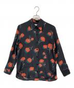 equipment femmeエキップモン フェム）の古着「シルク花柄ブラウス」｜ブラック