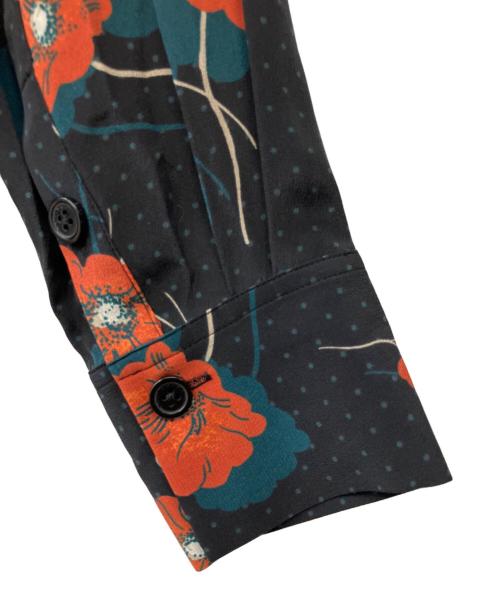 equipment femme（エキップモン フェム）equipment femme (エキップモン フェム) シルク花柄ブラウス ブラック サイズ:Sの古着・服飾アイテム