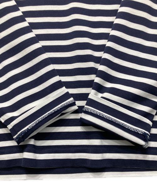 maison kitsune（メゾンキツネ）MAISON KITSUNE (メゾンキツネ) フォックスロゴ マリンボーダー ロンT ネイビー×ホワイト サイズ:Sの古着・服飾アイテム