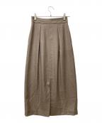 ANAYIアナイ）の古着「ポリエステル ロングタックスカート」｜ブラウン