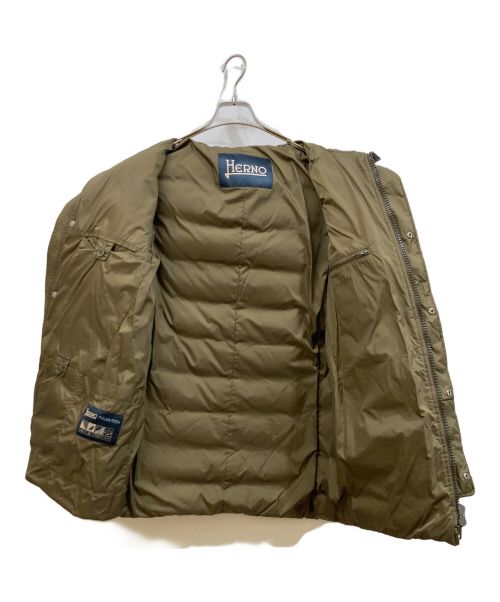 HERNO（ヘルノ）HERNO (ヘルノ) POLAR-TECH ウォーターレペレントナイロンフーディーダウンジャケット オリーブ サイズ:48の古着・服飾アイテム