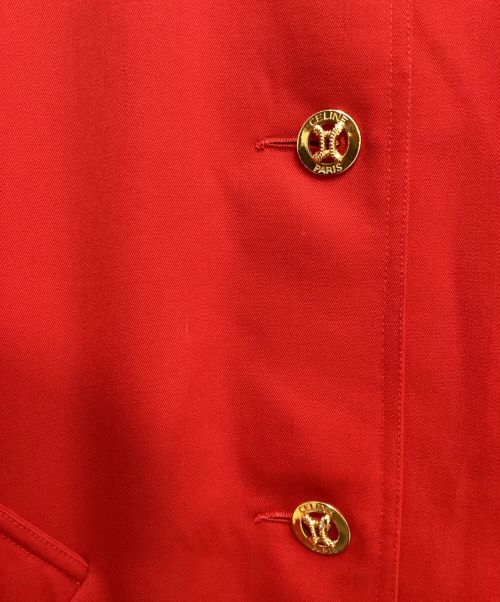 CELINE（セリーヌ）CELINE (セリーヌ) Macadam gold button ten collar coat（マカダム金釦ステンカラーコート） レッド サイズ:表記なしの古着・服飾アイテム