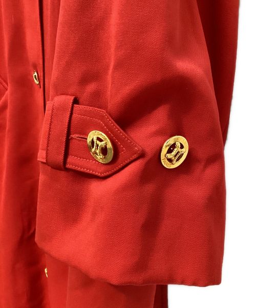 CELINE（セリーヌ）CELINE (セリーヌ) Macadam gold button ten collar coat（マカダム金釦ステンカラーコート） レッド サイズ:表記なしの古着・服飾アイテム