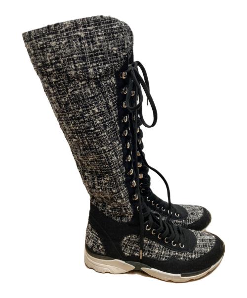 CHANEL（シャネル）CHANEL (シャネル) ツイードハイカットスニーカー サイズ:37　1/2の古着・服飾アイテム