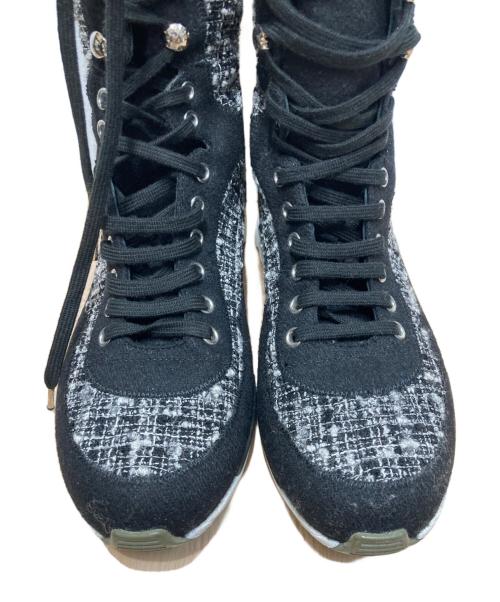 CHANEL（シャネル）CHANEL (シャネル) ツイードブーツスニーカー ブラック サイズ:37　1/2の古着・服飾アイテム