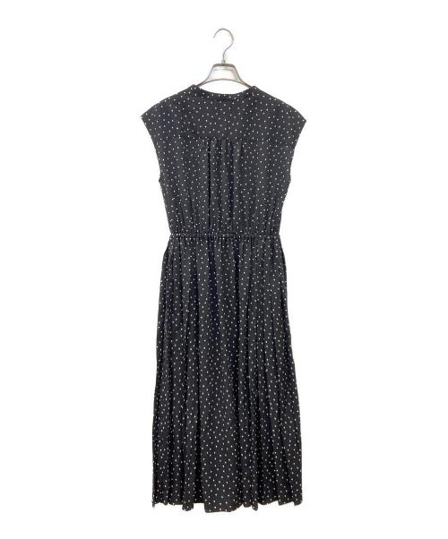 SHIPS（シップス）SHIPS (シップス) ドット 花柄 サイド プリーツ フレンチスリーブ ワンピース ブラック サイズ:Sの古着・服飾アイテム