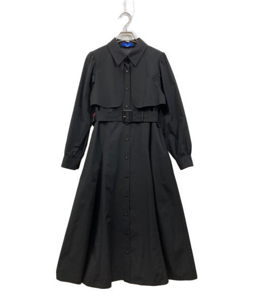 BLUE LABEL CRESTBRIDGE（ブルーレーベルクレストブリッジ）BLUE LABEL CRESTBRIDGE (ブルーレーベルクレストブリッジ) ドライツイルワンピース ブラック サイズ:38の古着・服飾アイテム