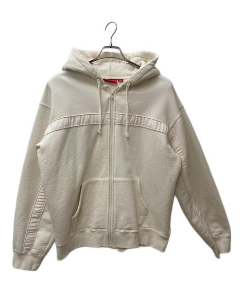 SUPREME（シュプリーム）SUPREME (シュプリーム) Text Stripe Zip Up Hooded Sweatshirt アイボリー サイズ:SIZE Mの古着・服飾アイテム