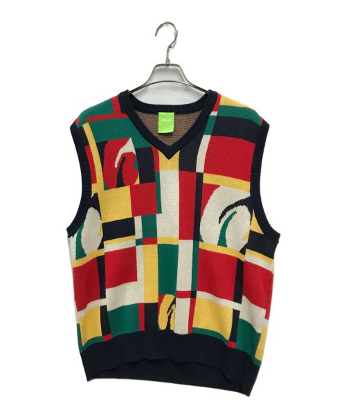 HUF（ハフ）HUF (ハフ) ニットベスト レッド サイズ:Lの古着・服飾アイテム