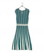 ANAYIアナイ）の古着「ストライプジャガードフレアワンピース」｜グリーン