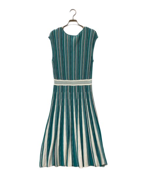ANAYI（アナイ）ANAYI (アナイ) ストライプジャガードフレアワンピース グリーン サイズ:38の古着・服飾アイテム