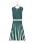 ANAYI (アナイ) ストライプジャガードフレアワンピース グリーン サイズ:38：5000円