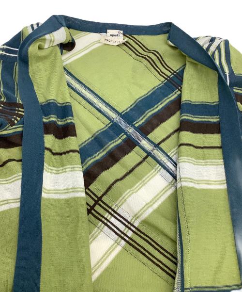 HERMES（エルメス）HERMES (エルメス) カシュクールコットンカーディガン グリーン サイズ:34の古着・服飾アイテム