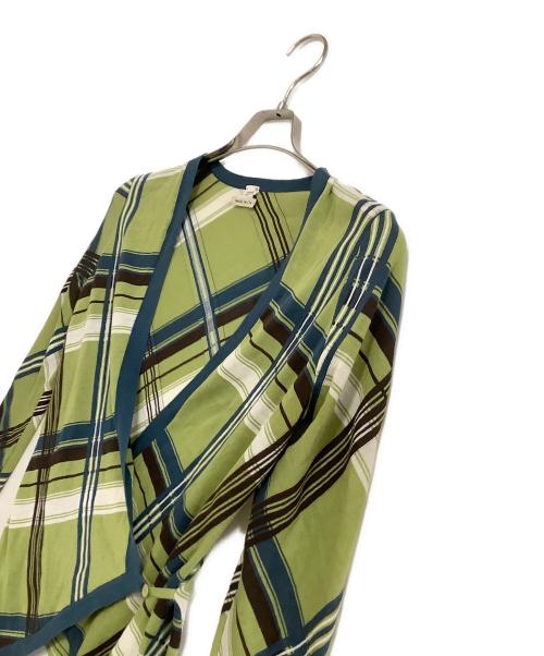 HERMES（エルメス）HERMES (エルメス) カシュクールコットンカーディガン グリーン サイズ:34の古着・服飾アイテム