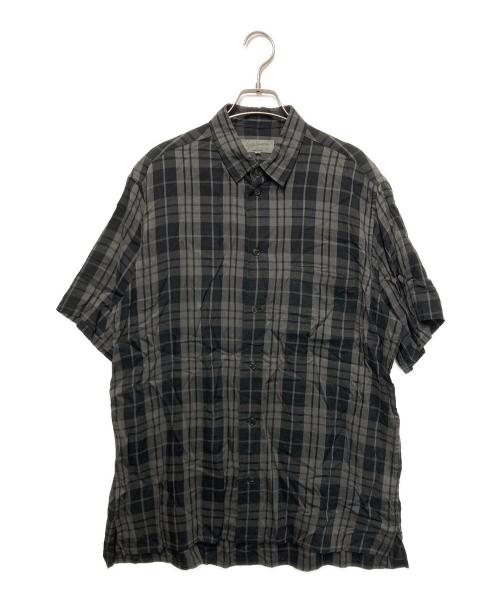 Yohji Yamamoto pour homme（ヨウジヤマモト プールオム）Yohji Yamamoto pour homme (ヨウジヤマモト プールオム) ビッグオーバー半袖チェックシャツ グレー サイズ:2の古着・服飾アイテム