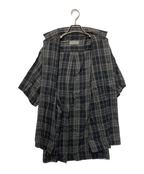 Yohji Yamamoto pour homme（ヨウジヤマモト プールオム）Yohji Yamamoto pour homme (ヨウジヤマモト プールオム) ビッグオーバー半袖チェックシャツ グレー サイズ:2の古着・服飾アイテム