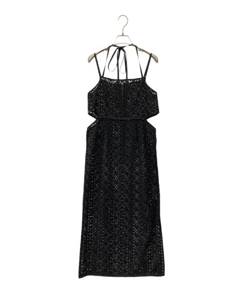LE CIEL BLEU（ルシェルブルー）LE CIEL BLEU (ルシェルブルー) ジオメトリックレースキャミドレス ブラック サイズ:36の古着・服飾アイテム