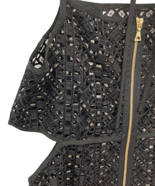 LE CIEL BLEU（ルシェルブルー）LE CIEL BLEU (ルシェルブルー) ジオメトリックレースキャミドレス ブラック サイズ:36の古着・服飾アイテム