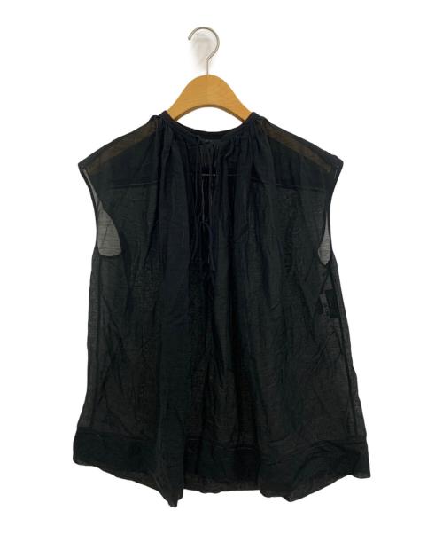 DRAWER（ドゥロワー）Drawer (ドゥロワー) ギャザーノースリーブブラウス ブラック サイズ:36の古着・服飾アイテム