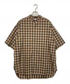 STUDIO NICHOLSONスタジオ ニコルソン）の古着「CESCE バンドカラーチェックシャツ」｜ベージュ×ネイビー