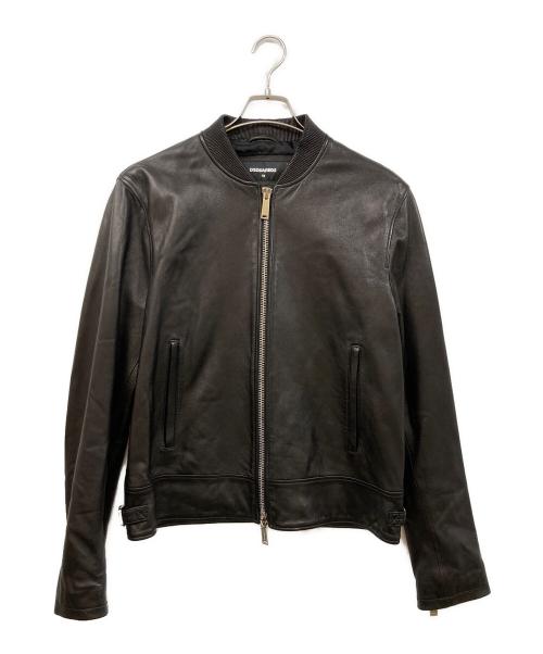 DSQUARED2（ディースクエアード）DSQUARED2 (ディースクエアード) ラムレザーボンバージャケット ブラック サイズ:48の古着・服飾アイテム