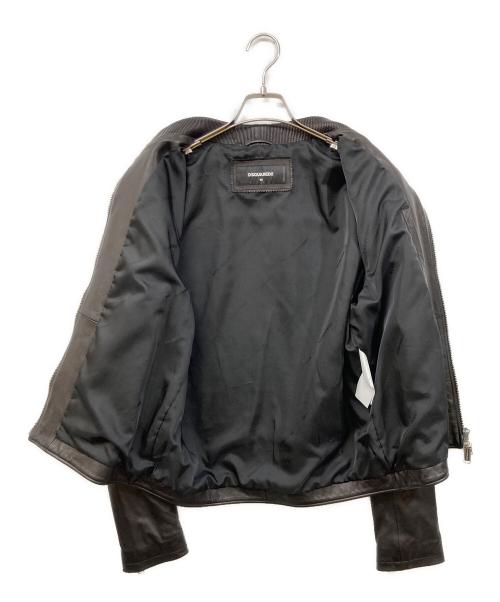 DSQUARED2（ディースクエアード）DSQUARED2 (ディースクエアード) ラムレザーボンバージャケット ブラック サイズ:48の古着・服飾アイテム