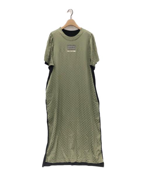 MM6 Maison Margiela（エムエムシックスメゾンマルジェラ）MM6 Maison Margiela (エムエムシックス メゾンマルジェラ) フラワージャガードミックスワンピース グリーン サイズ:Sの古着・服飾アイテム