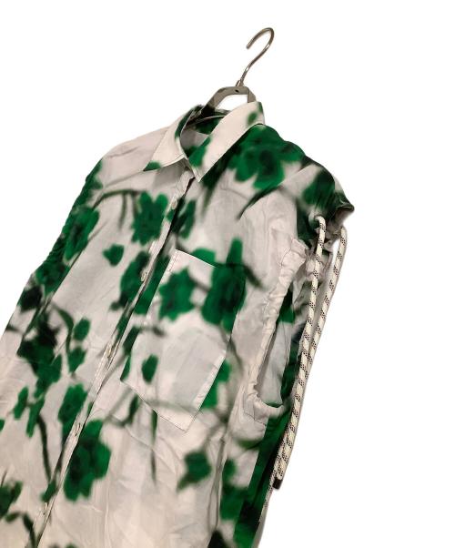 DRIES VAN NOTEN（ドリスヴァンノッテン）DRIES VAN NOTEN (ドリスヴァンノッテン) フラワープリントフレンチスリーブシャツワンピース グリーン サイズ:36の古着・服飾アイテム
