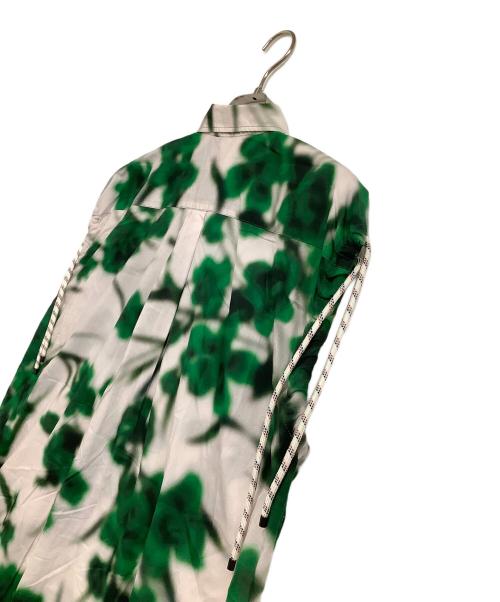 DRIES VAN NOTEN（ドリスヴァンノッテン）DRIES VAN NOTEN (ドリスヴァンノッテン) フラワープリントフレンチスリーブシャツワンピース グリーン サイズ:36の古着・服飾アイテム