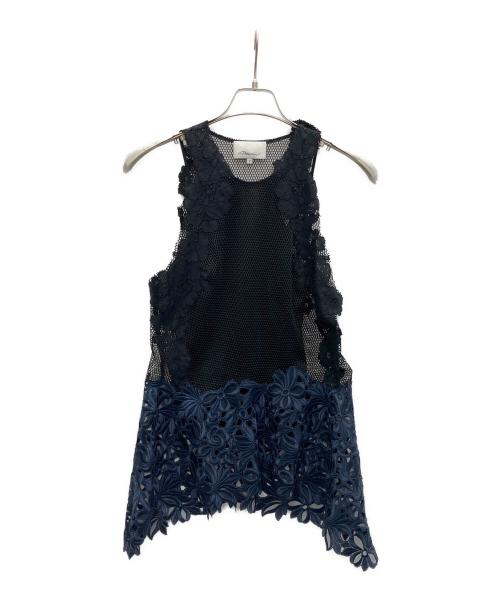 3.1 phillip lim（スリーワンフィリップリム）3.1 phillip lim (スリーワンフィリップリム) ノースリーブフローラルレースタンクトップ ブラック サイズ:2の古着・服飾アイテム