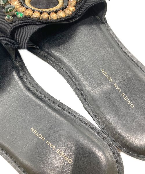 DRIES VAN NOTEN（ドリスヴァンノッテン）DRIES VAN NOTEN (ドリスヴァンノッテン) フラットレザーサンダル ブラック サイズ:35の古着・服飾アイテム