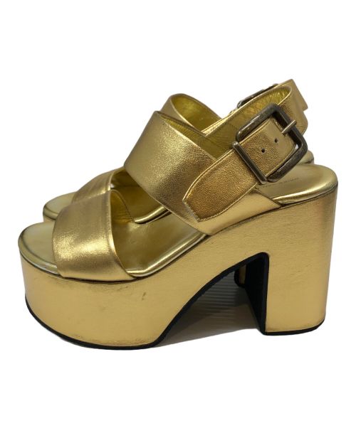 DRIES VAN NOTEN（ドリスヴァンノッテン）DRIES VAN NOTEN (ドリスヴァンノッテン) 厚底 ストラップ サンダル ゴールド サイズ:35の古着・服飾アイテム