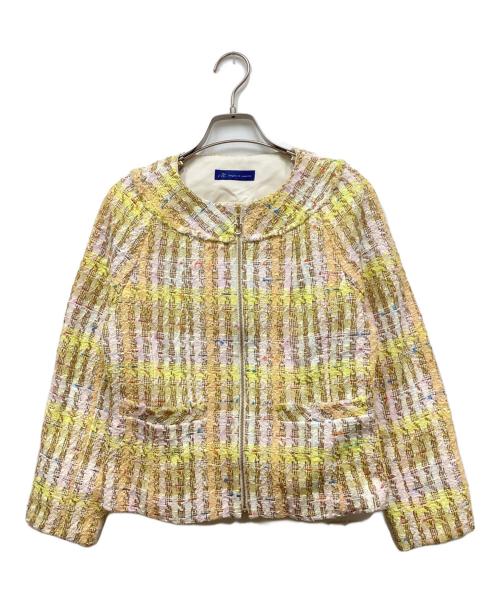 Maglie par ef-de（マーリエ パー エフデ）Maglie par ef-de (マーリエ パー エフデ) コットンキャンディーツイードジャケット イエロー サイズ:7の古着・服飾アイテム