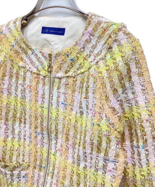 Maglie par ef-de（マーリエ パー エフデ）Maglie par ef-de (マーリエ パー エフデ) コットンキャンディーツイードジャケット イエロー サイズ:7の古着・服飾アイテム