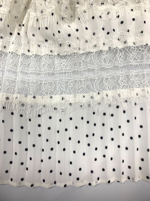 HER LIP TO（ハーリップトゥ）Her lip to (ハーリップトゥ) Pin Dot Pleated Long Dress ホワイト×ブラック サイズ:Sの古着・服飾アイテム