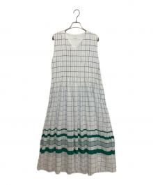 PLAIN PEOPLE（プレインピープル）の古着「ウィンドウペンジャカードフレアワンピース」｜ホワイト